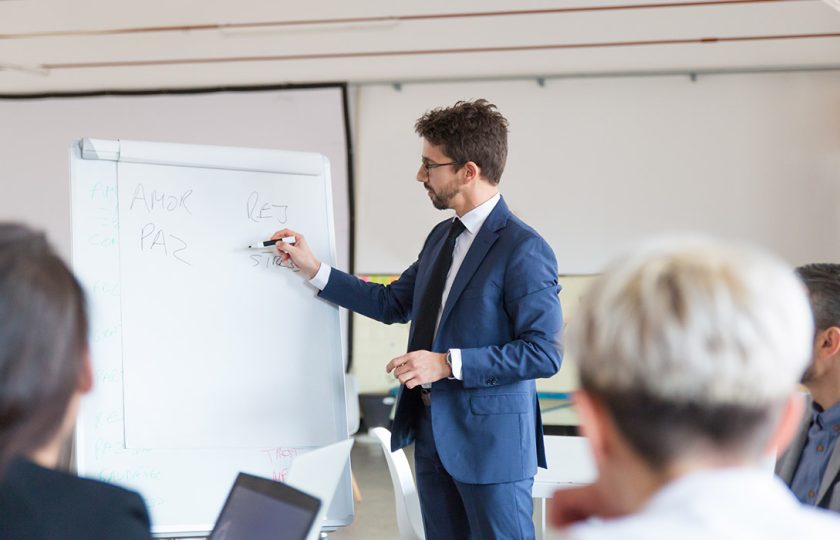 a man teaching vocabulary